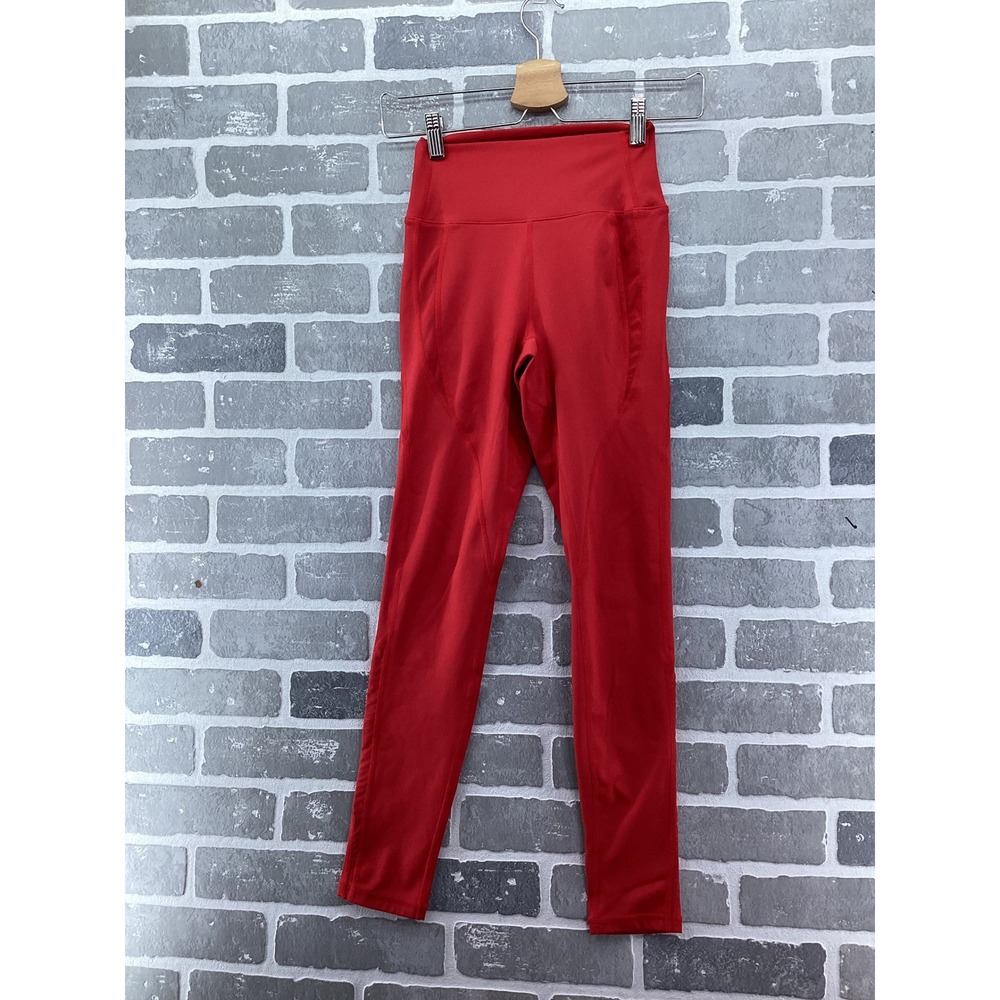 Buffbunny Collection Womens Red High Waisted Athletic Leggings Small
